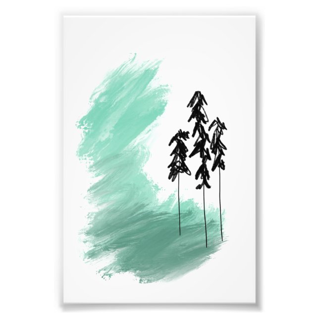 Scandinavian green tree art simple modern mint   photo print (Front)