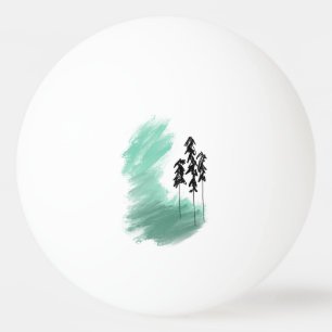 Scandinavian green tree art simple modern mint ping pong ball