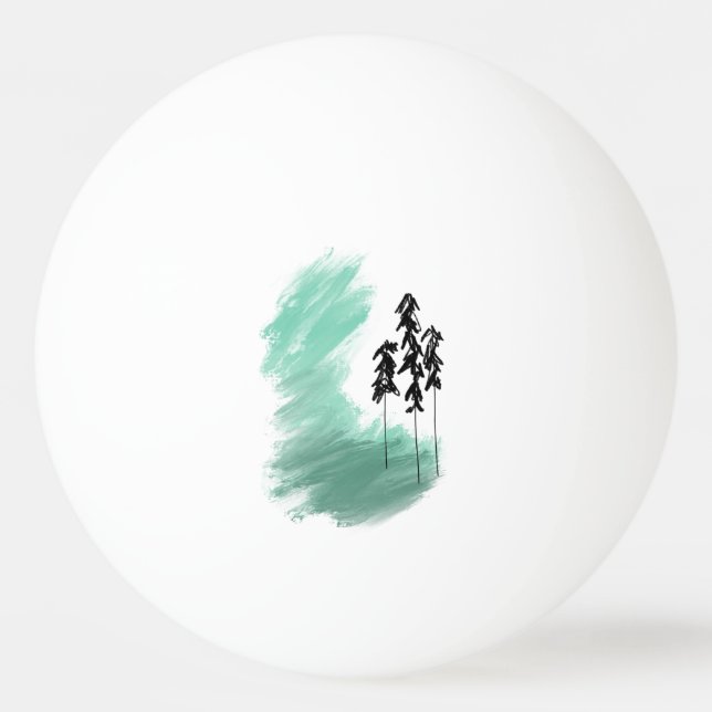 Scandinavian green tree art simple modern mint  ping pong ball (Front)