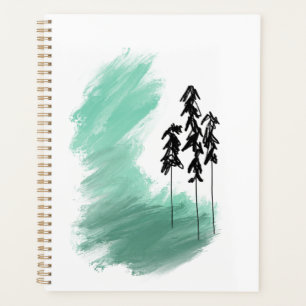 Scandinavian green tree art simple modern mint planner