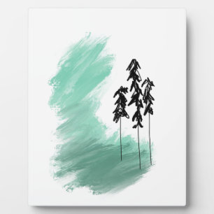 Scandinavian green tree art simple modern mint   plaque