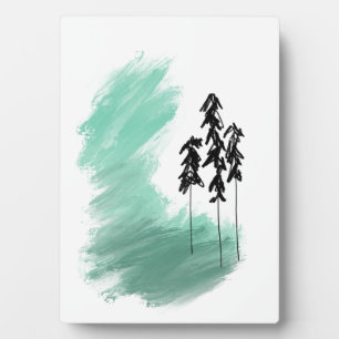 Scandinavian green tree art simple modern mint plaque