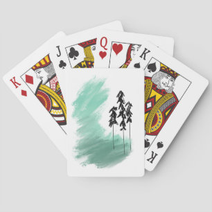 Scandinavian green tree art simple modern mint  playing cards