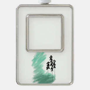 Scandinavian green tree art simple modern mint silver plated framed ornament