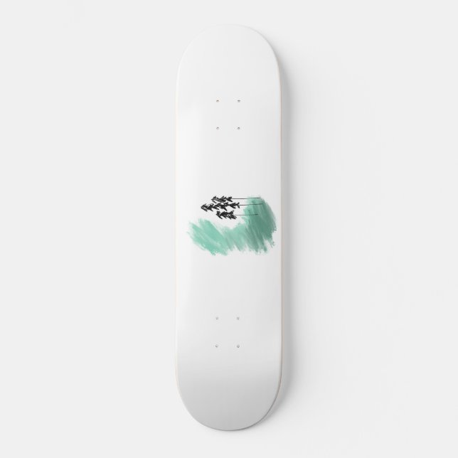 Scandinavian green tree art simple modern mint   skateboard (Front)