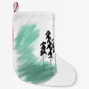 Scandinavian green tree art simple modern mint   small christmas stocking