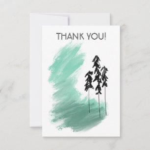 Scandinavian green tree art simple modern mint thank you card