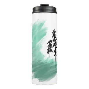 Scandinavian green tree art simple modern mint   thermal tumbler