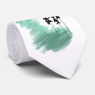 Scandinavian green tree art simple modern mint tie
