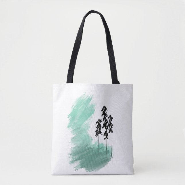 Scandinavian green tree art simple modern mint   tote bag (Front)