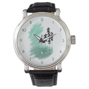 Scandinavian green tree art simple modern mint watch