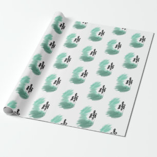 Scandinavian green tree art simple modern mint   wrapping paper