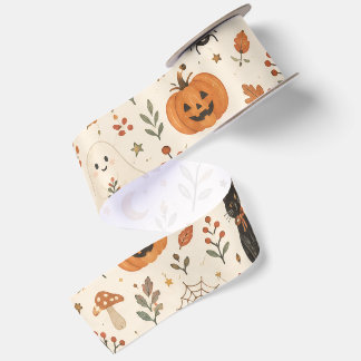 Scandinavian Halloween Wallpaper, Nordic Folk Art  Satin Ribbon