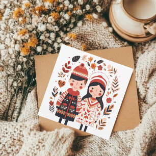 Scandinavian Heart Valentines Holiday Card