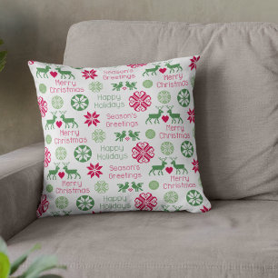 Scandinavian Holiday Folk Art Pattern Cushion