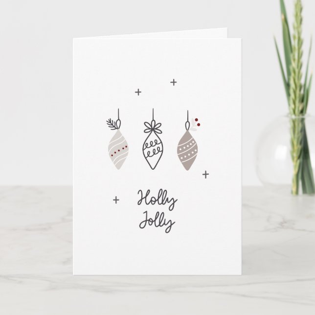 Scandinavian Holly Jolly Folded Holiday Card (Front)