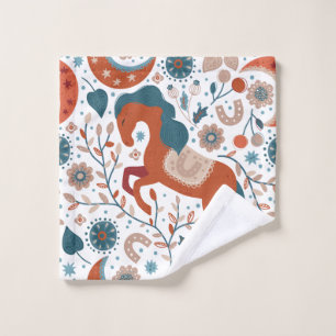 Scandinavian Horse Cute Bath Towel Set