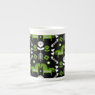 Scandinavian Horse Folk Art Bone China Mug