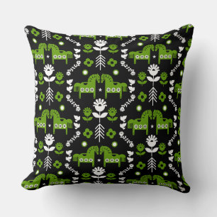 Scandinavian Horse Folk Art Cushion