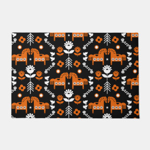 Scandinavian Horse Folk Art Doormat