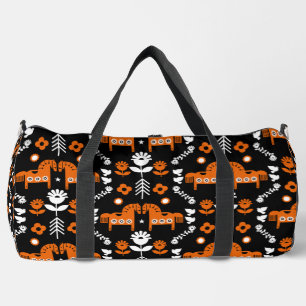 Scandinavian Horse Folk Art Duffle Bag