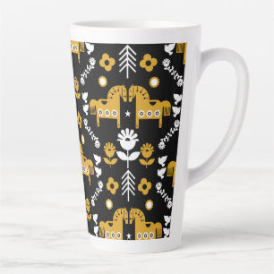 Scandinavian Horse Folk Art Latte Mug