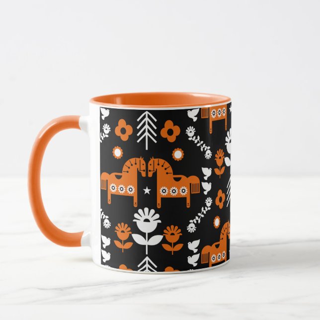 Scandinavian Horse Folk Art Mug (Left)