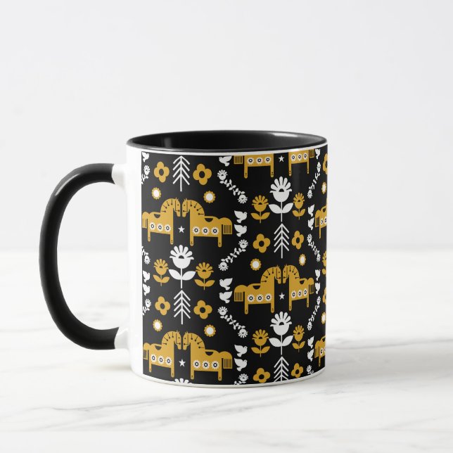Scandinavian Horse Folk Art Mug (Left)