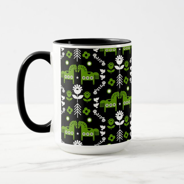 Scandinavian Horse Folk Art Mug (Left)