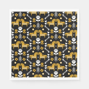 Scandinavian Horse Folk Art Napkin