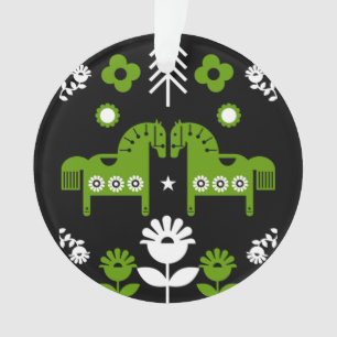 Scandinavian Horse Folk Art Ornament