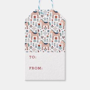 Scandinavian Horse Folk Art Pattern Gift Tags