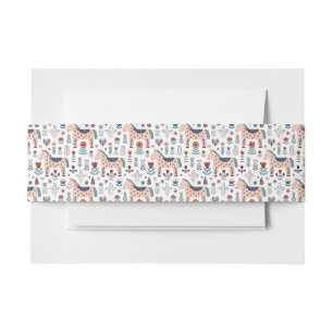 Scandinavian Horse Folk Art Pattern Invitation Belly Band