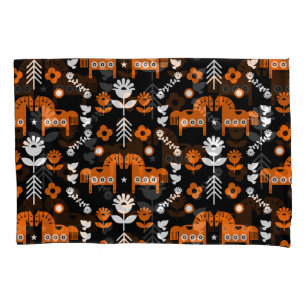 Scandinavian Horse Folk Art Pillowcase