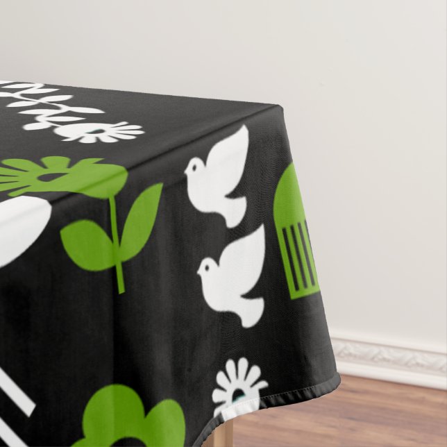 Scandinavian Horse Folk Art Tablecloth (In Situ)