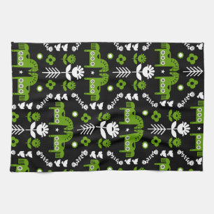Scandinavian Horse Folk Art Tea Towel