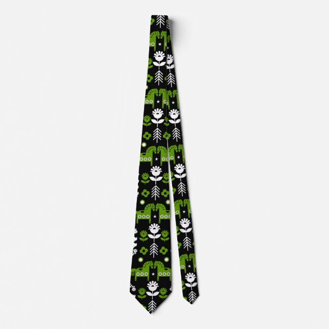 Scandinavian Horse Folk Art Tie (Front)