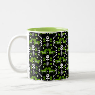 Scandinavian Horse Folk Art Two-Tone Coffee Mug
