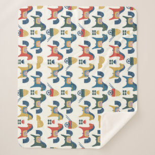 Scandinavian Horses: Colourful Folk Art Sherpa Blanket