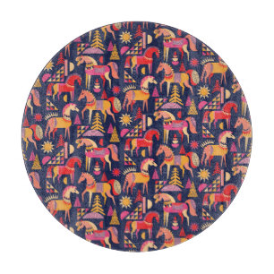 Scandinavian Horses: Decorative Seamless Design Cutting Board
