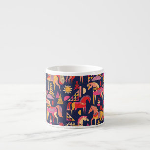 Scandinavian Horses: Decorative Seamless Design Espresso Cup