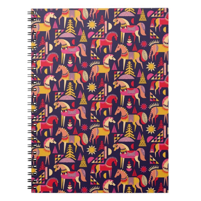 Scandinavian Horses: Decorative Seamless Design Notebook (Front)
