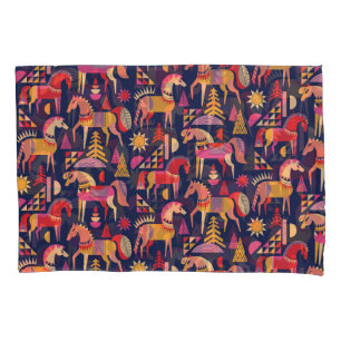 Scandinavian Horses: Decorative Seamless Design Pillowcase