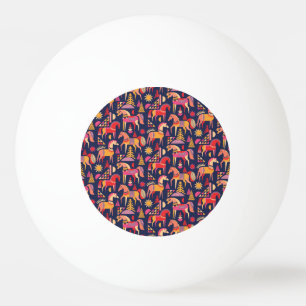 Scandinavian Horses: Decorative Seamless Design Ping Pong Ball