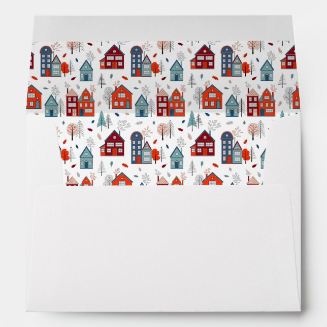 Scandinavian House Folk Art Pattern Envelope (Back (Bottom))