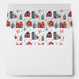 Scandinavian House Folk Art Pattern Envelope