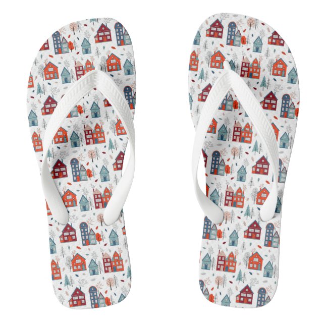 Scandinavian House Folk Art Pattern Jandals (Footbed)