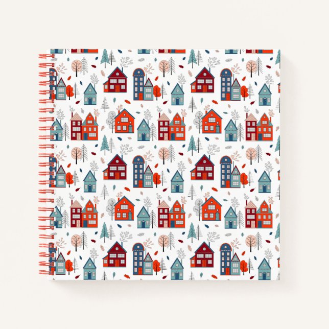 Scandinavian House Folk Art Pattern Notebook (Front)