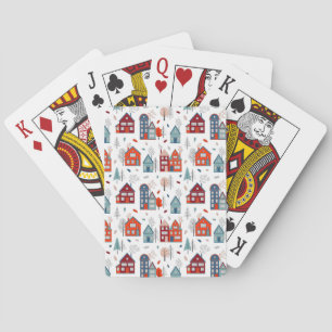 Scandinavian House Folk Art Pattern Playing Cards