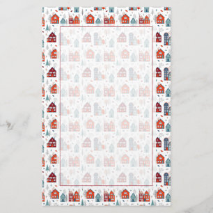 Scandinavian House Folk Art Pattern Stationery
